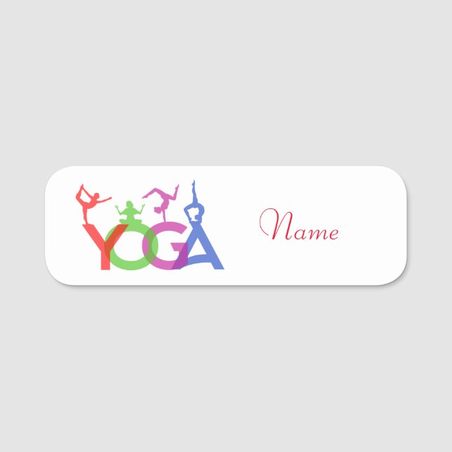Yoga Poses Silhouettes Thunder_Cove Name Tag (Front)