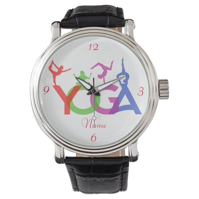 Yoga Poses Silhouettes Thunder_Cove Watch (Front)