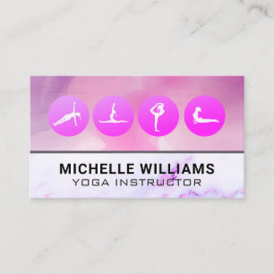 Yoga Poses   Watercolor Marble Background Business Card
