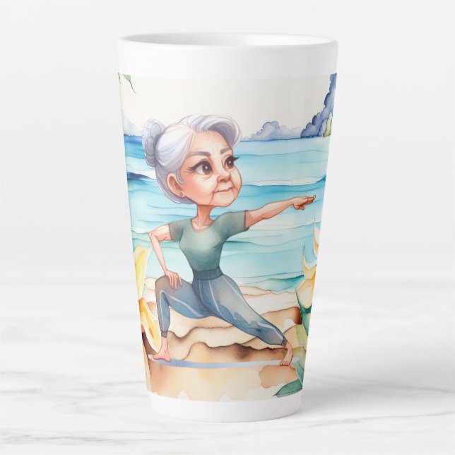 Yoga Position by the beach  Latte Mug (Front)