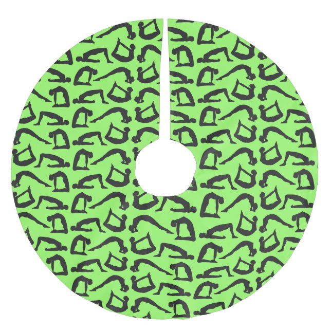Yoga Positions Silhouettes Brushed Polyester Tree Skirt (Front)