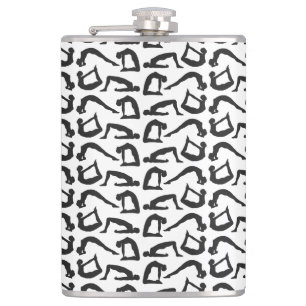 Yoga Positions Silhouettes Hip Flask