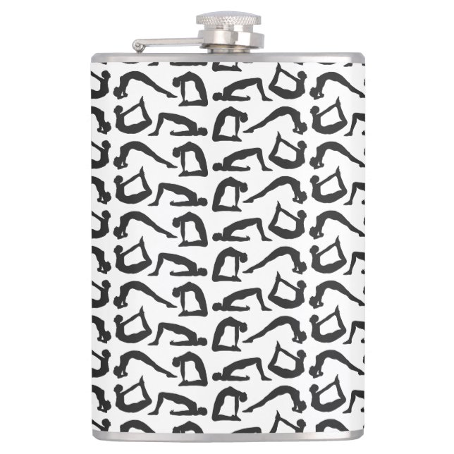 Yoga Positions Silhouettes Hip Flask (Front)