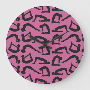 Yoga Positions Silhouettes Large Clock