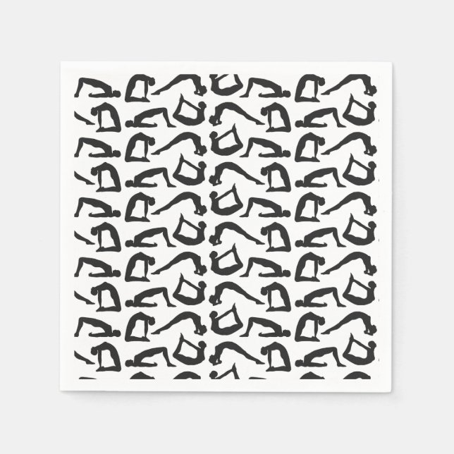 Yoga Positions Silhouettes Napkin (Front)