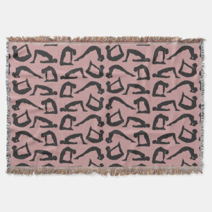 Yoga Positions Silhouettes Throw Blanket