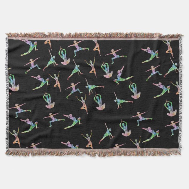 Yoga Positions Throw Blanket (Front)