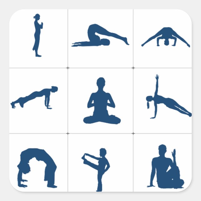Yoga Positions Zen Meditation Square Sticker (Front)