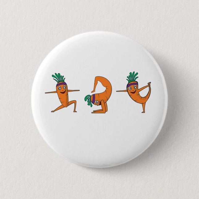 Yoga Practicing Carrot Pose Meditation Funny Butto 6 Cm Round Badge (Front)