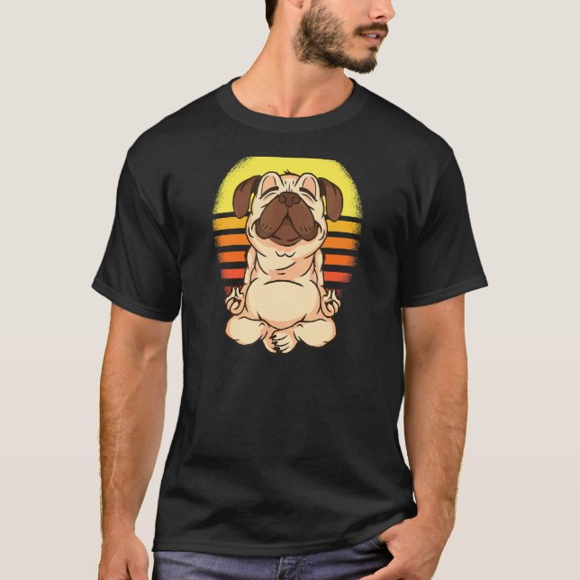 Yoga Pug Meditation Dog Buddhism Spiritual Chakra T-Shirt (Front)