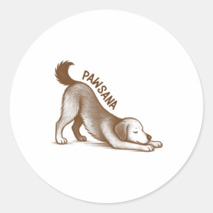 Yoga Puppy Downward Dog Pose Meditation Pawsana Fi Classic Round Sticker