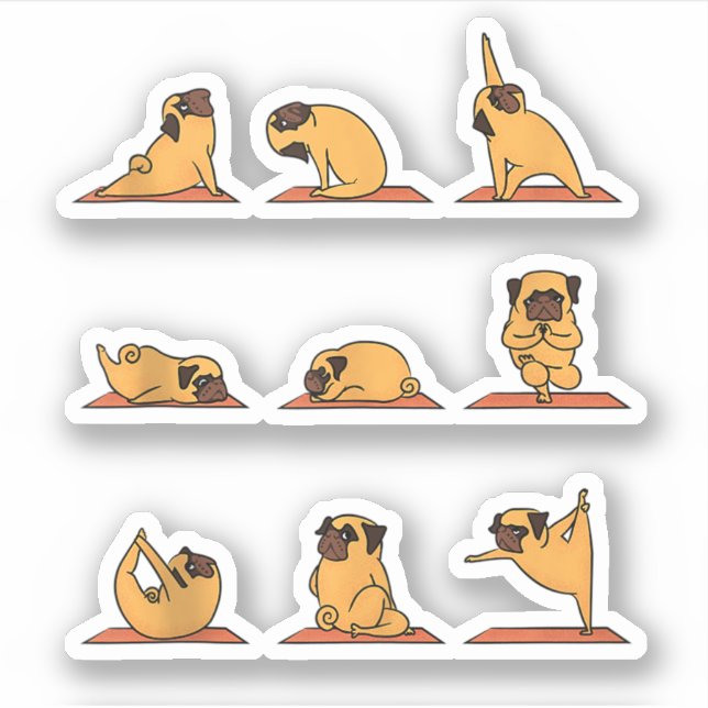 Yoga Puppy Yoga Pug Poses and Meditation Funny Pug (Front)