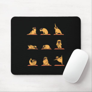 Yoga Puppy Yoga Pug Poses and Meditation Funny Pug Mouse Mat