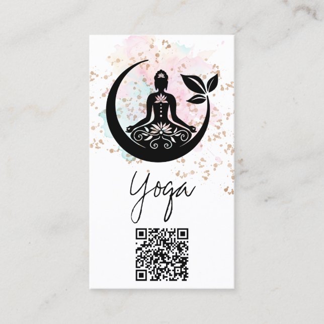*~*Yoga QR AP33 Rainbow Lotus Spiritual  Business Card (Front)