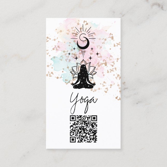 *~*Yoga QR AP33 Rainbow Spiritual Lotus Business Card (Front)