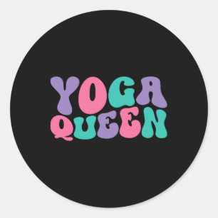 Yoga Queen Womens Retro Vintage Wavy Groovy Classic Round Sticker