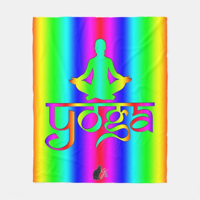 Yoga Rainbow Intentions Fleece Blanket (Front)