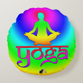 Yoga Rainbow Intentions Round Cushion