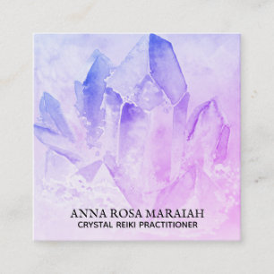 *~* Yoga Reiki Crystal Cluster Healer Amethyst Square Business Card