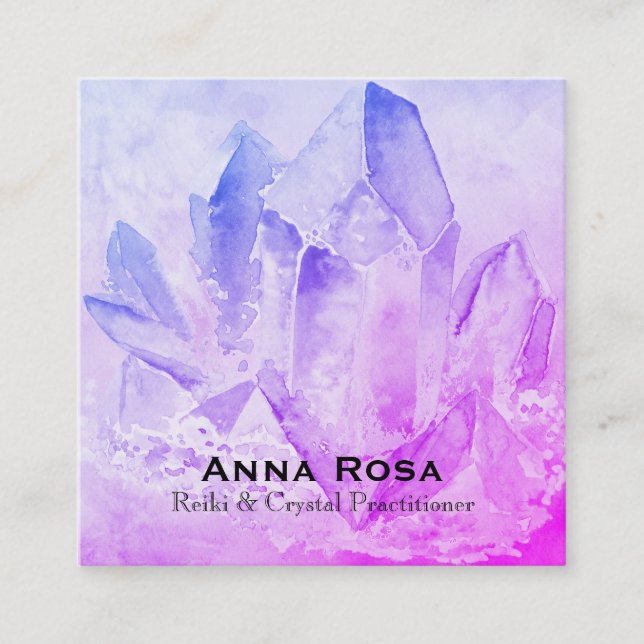 *~* Yoga Reiki Energy Healer Crystal Reiki Master Square Business Card (Front)