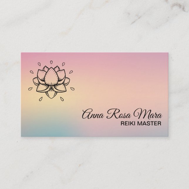 *~* Yoga Reiki Energy Healer Lotus Lily Massage Business Card (Front)