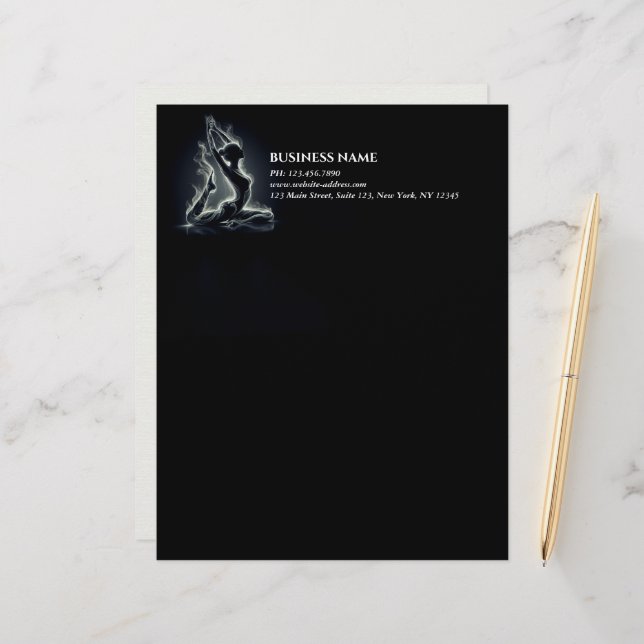 Yoga Reiki Instructor One-Legged King Pigeon Pose Custom Letterhead (Front/Back In Situ)