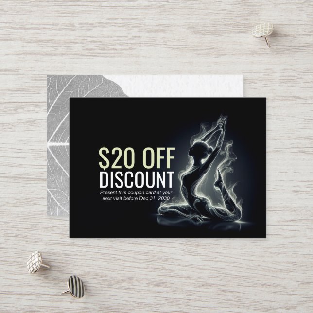 Yoga Reiki Instructor One-Legged King Pigeon Pose Discount Card (Front/Back In Situ)