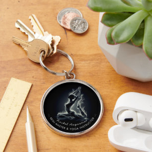 Yoga Reiki Instructor One-Legged King Pigeon Pose Key Ring