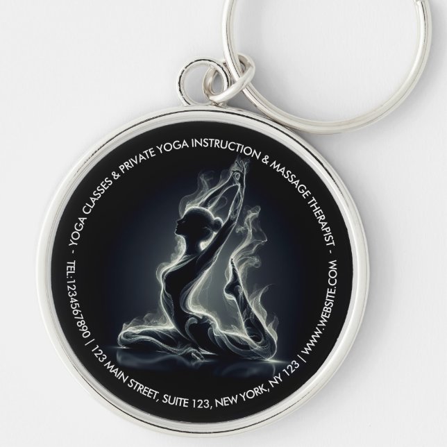 Yoga Reiki Instructor One-Legged King Pigeon Pose Key Ring (Front)