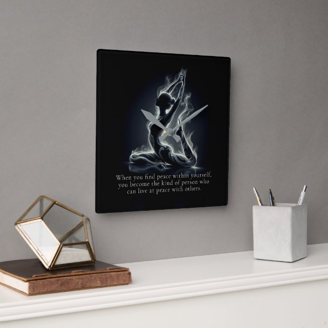 Yoga Reiki Instructor One-Legged King Pigeon Pose Square Wall Clock (Office)