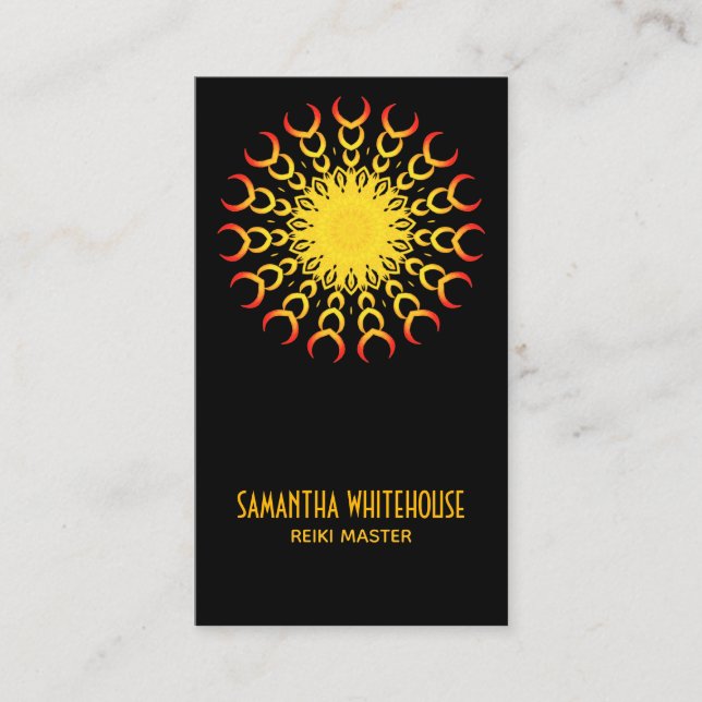Yoga Reiki Mandala Sun Abstract Business  Card (Front)