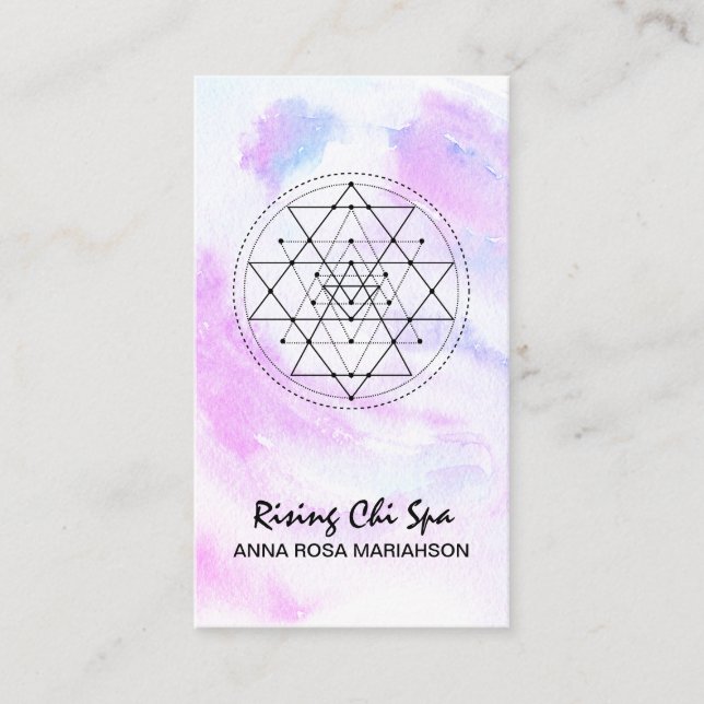 *~* Yoga Reiki Massage Sacred Geometry Pastel Business Card (Front)