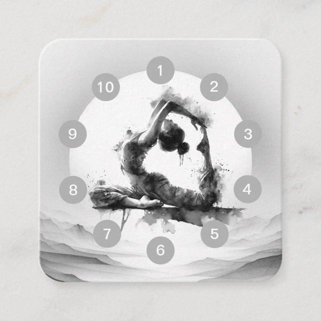 Yoga Reiki One-Legged King Pigeon Pose Class Pass Loyalty Card (Front)