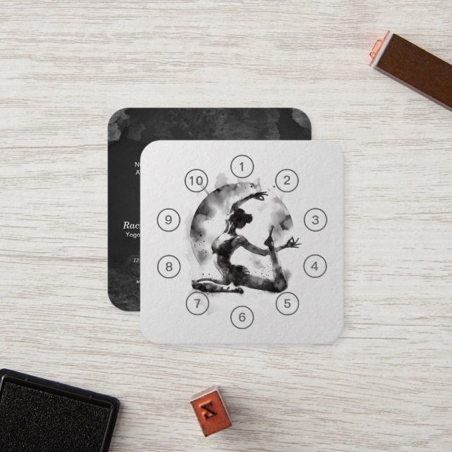 Yoga Reiki One-Legged King Pigeon Pose Class Pass Loyalty Card (Front/Back In Situ)