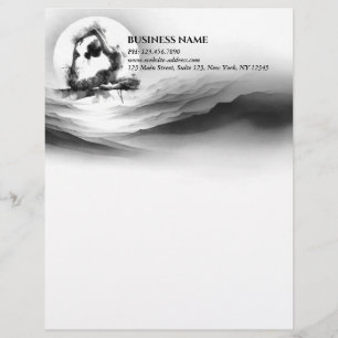 Yoga Reiki One-Legged King Pigeon Pose Watercolor Custom Letterhead
