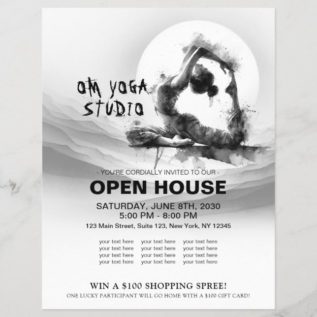 Yoga Reiki One-Legged King Pigeon Pose Watercolor Flyer (Front)