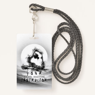 Yoga Reiki One-Legged King Pigeon Pose Watercolor ID Badge