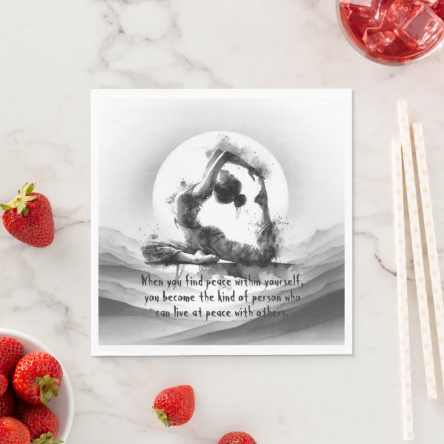 Yoga Reiki One-Legged King Pigeon Pose Watercolor Napkin (Insitu)