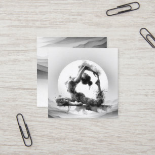 Yoga Reiki One-Legged King Pigeon Pose Watercolor Square Business Card