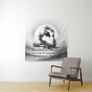 Yoga Reiki One-Legged King Pigeon Pose Watercolor Tapestry
