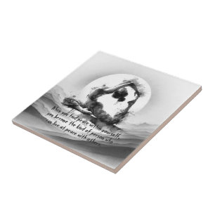 Yoga Reiki One-Legged King Pigeon Pose Watercolor Tile