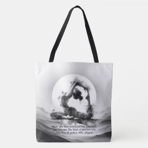 Yoga Reiki One-Legged King Pigeon Pose Watercolor Tote Bag