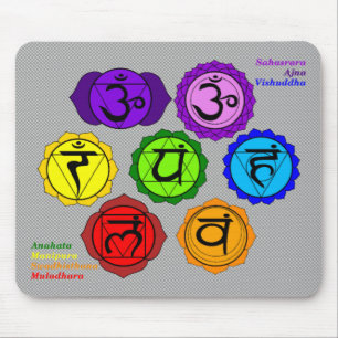YOGA REIKI SEVEN CHAKRA SYMBOLS MOUSEPAD. MOUSE MAT