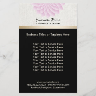 Yoga Salon SPA Lotus Floral Elegant Gold Stripe Flyer