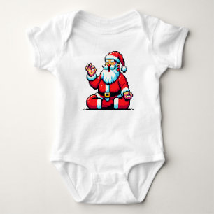 Yoga Santa 8Bit Holiday Fitness Humorous Pixel Art Baby Bodysuit