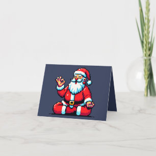 Yoga Santa 8Bit Holiday Fitness Humorous Pixel Art Card