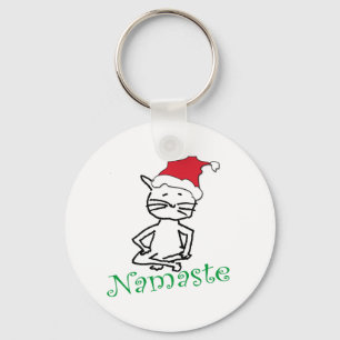 Yoga Santa Cat Gifts Key Ring