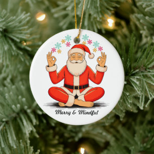 Yoga Santa Ceramic Tree Decoration