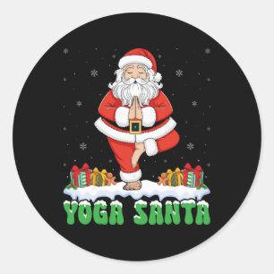 Yoga Santa Meditation Yoga Lover Xmas Christmas Ho Classic Round Sticker