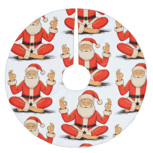 Yoga Santa Namaste Meditation Christmas Holiday Brushed Polyester Tree Skirt